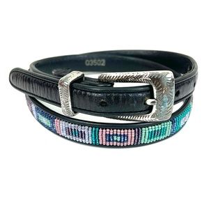 Vintage Brighton Slim Beaded Leather Belt